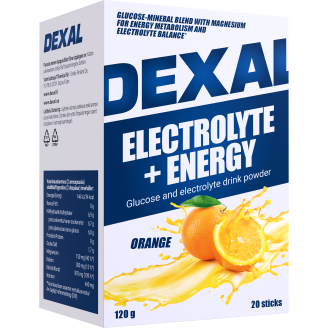 Glukoosi-elektrolyyttijuomajauhe Dexal 20 kpl Electrolyte+Energy