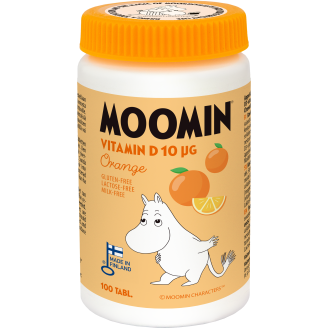 D-vitamiini Moomin 100 kpl Orange 10µg Xylitol