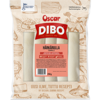 Koiran puruherkku Dibo 5 kpl 250 g härkärulla säästöpakkaus
