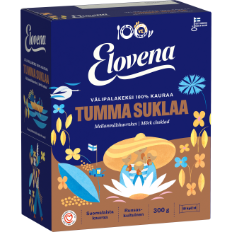 Välipalakeksi Elovena 10 x 30 g tumma suklaa