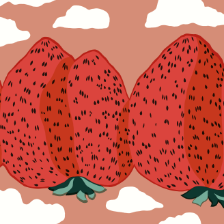 Lautasliina Marimekko 24 cm Mansikkavuoret punainen