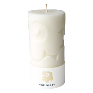 Pöytäkynttilä Marimekko 6,5 x 14 cm Unikko luonnonvalkoinen