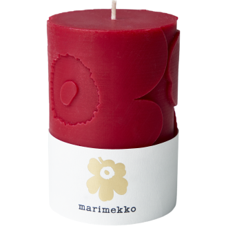 Pöytäkynttilä Marimekko 6,5 x 10 cm Unikko tummanpunainen
