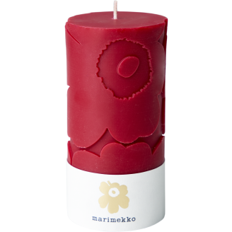 Pöytäkynttilä Marimekko 6,5 x 14 cm Unikko tummanpunainen