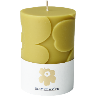 Pöytäkynttilä Marimekko 6,5 x 10 cm Unikko oliivinvihreä
