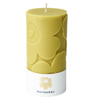 Pöytäkynttilä Marimekko 6,5 x 14 cm Unikko oliivinvihreä