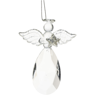 Lasikristallienkeli Weiste 7 cm hopeakimalletähti