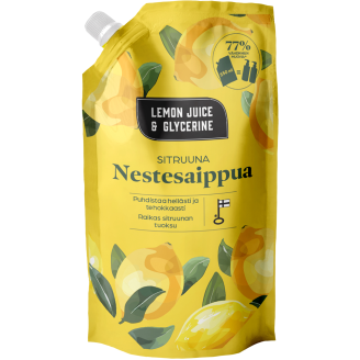 Nestesaippua Lemon Juice & Glycerine 550 ml sitruuna täyttöpussi