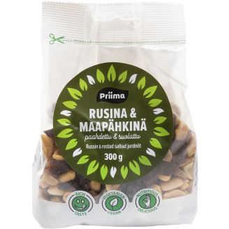 Rusina-maapähkinäsekoitus Priima 300 g paahdettu ja suolattu