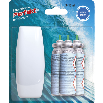 Ilmanraikastin Perfekt+ pidike + 3 x 15 ml merenraikas