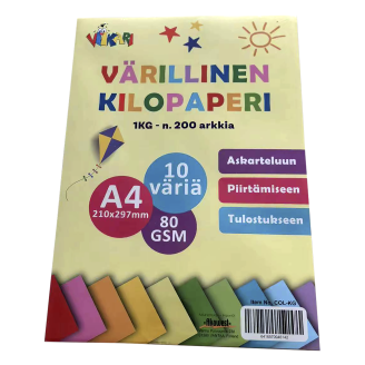 Kilopaperi A4 n. 200 arkkia värillinen