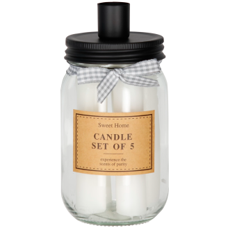 Kynttiläsetti Finnmari lasipurkki ja 5 kynttilää