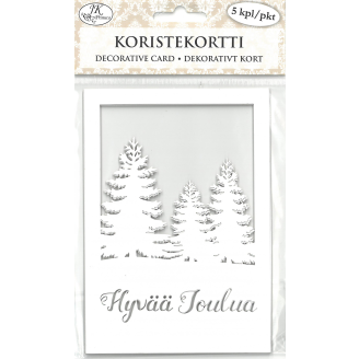 Koristekortti 5 kpl Maisema ja teksti valkoinen