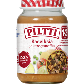 Lastenateria Piltti 190 g Kasviksia ja stroganoffia 1-3 v