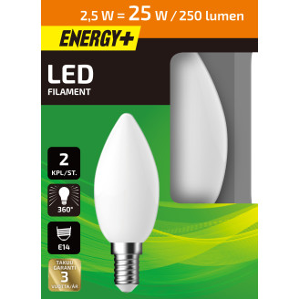 LED-lamppu 250 lm C35 E14 2 kpl