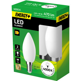 LED-lamppu 470 lm 4000K C35 E14 2 kpl