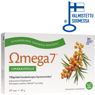 Kaksoistyrniöljy Omega7 SBA24® 60 kpl limakalvoille