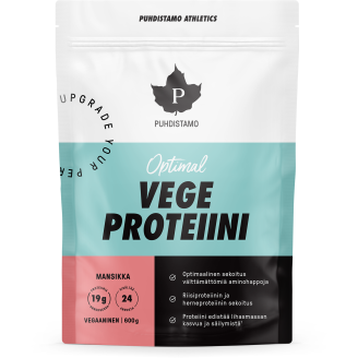 Vegeproteiini Puhdistamo 600 g Athletics Optimal mansikka