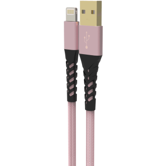 Kaapeli Mobia USB-A MFI punottu pinkki, 2 m
