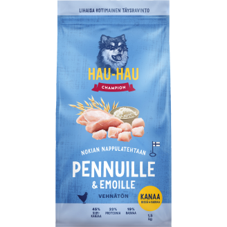 Koiranruoka Hau-Hau Champion 1,5 kg pennuille & emoille kana