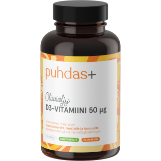 D3-vitamiini Puhdas+ 50 µg 120 kaps Oliiviöljy