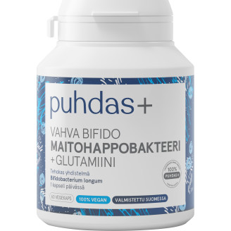Vegekapseli maitohappobakteeri + glutamiini Puhdas+ 60 kpl Vahva Bifido