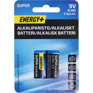 Alkaliparisto Super, 9 V, 2 kpl