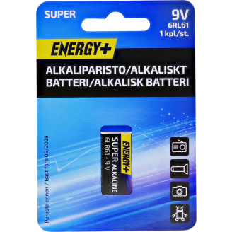 Alkaliparisto Super 9 V, 1 kpl