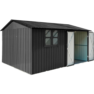 Pihavarasto ikkunalla Fornorth 375 x 286 x 162 cm, musta