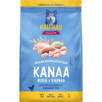 Koiranruoka Hau-Hau 9 kg Kanaa, riisiä & kauraa