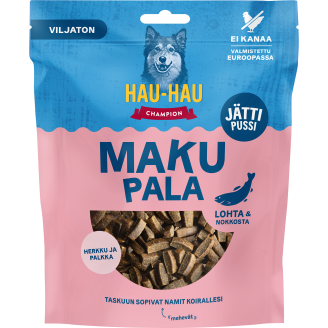 Koiran herkku Hau-Hau 500 g viljaton makupala lohi-nokkonen