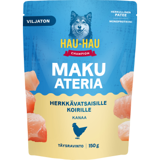 Koiranruoka Hau-Hau 150 g Makuateria herkkävatsaisille koirille kanaa