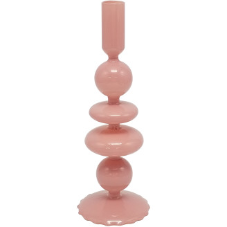 Kynttilänjalka Miny 9 x 9 x 25,3 cm pinkki lasia