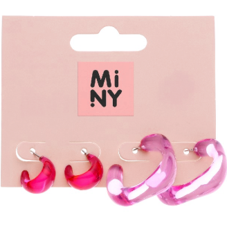 Lasten rengaskorvakorut Miny pinkki/läpinäkyvä 2 pr/pkt