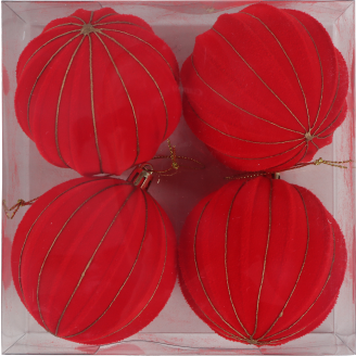 Koristepallo Kotikulta 4 kpl sametti punainen