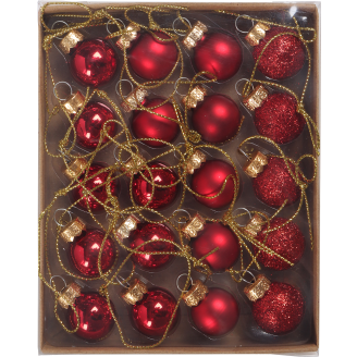 Kuusenpallo Kotikulta 20 kpl 2 cm lasia punainen