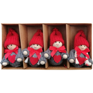 Kuusenkoriste Kotikulta 4 kpl tonttu