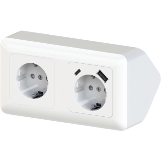 Kulmapistorasia 2-osainen + USB A+C