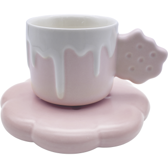 Muki ja aluslautanen Miny Keksi vaaleanpunainen