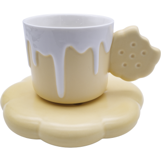 Muki ja aluslautanen Miny Keksi keltainen