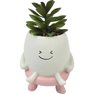 Tekokasvi ruukulla Miny valkoinen/vaaleanpunainen