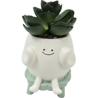 Tekokasvi ruukulla Miny valkoinen/turkoosi