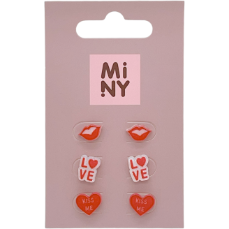 Korvakorut Miny 3 paria Love punainen