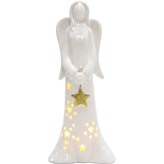 Koriste-enkeli Kotikulta 22 cm LED-valolla