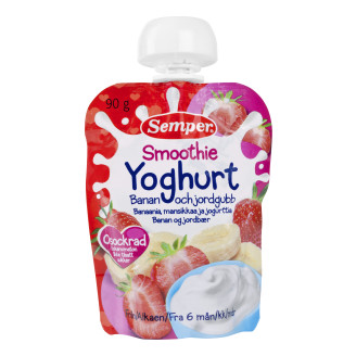 Smoothie Semper 90 g Banaani, mansikka & jogurtti 6 kk