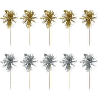 Kakkukoriste Let's Party 10 kpl kulta/hopea