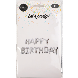 Foliopallobanneri Let's Party Happy Birthday hopea