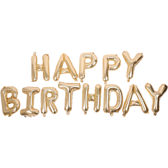 Foliopallobanneri Let's Party Happy Birthday kulta