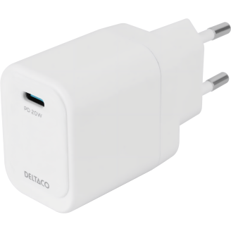 USB-C seinälaturi Deltaco 20 W valkoinen