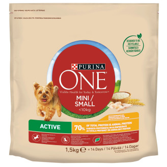 Koiranruoka Purina One 1,5 kg Small Dog Active Kana+riisi